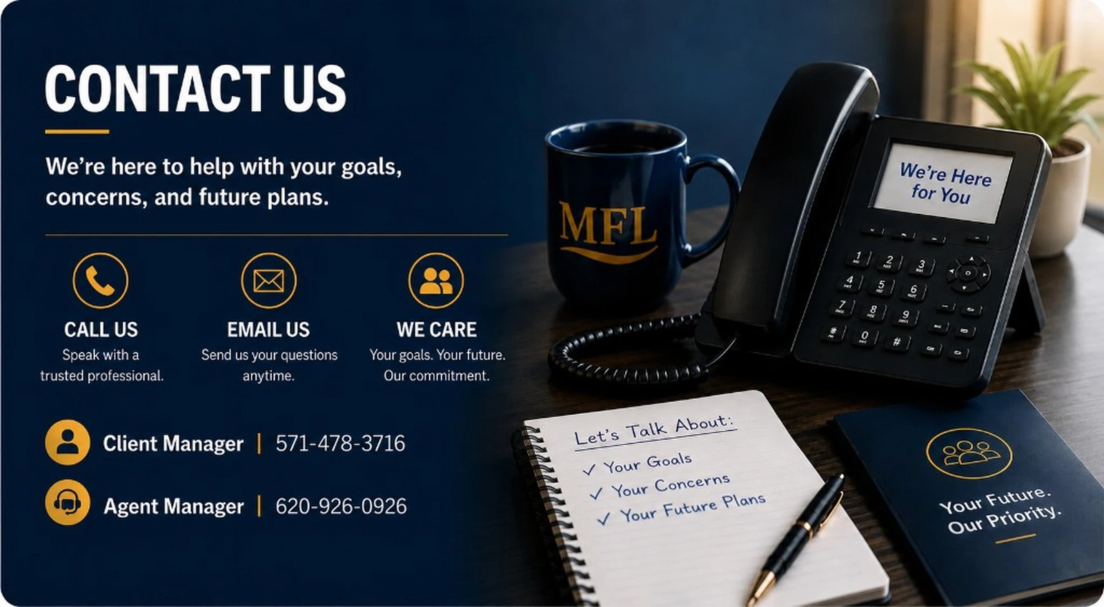 Contact My Financial Life for goals, concerns, and future planning support